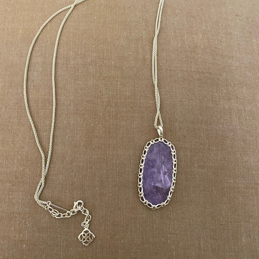 Kendra Scott Amethyst gold long necklace